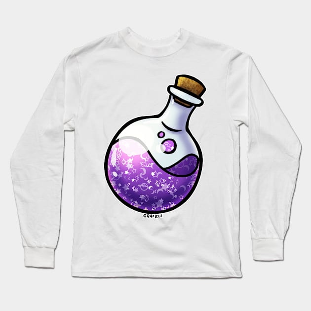 Magenta Whimsical Wizard Potion Long Sleeve T-Shirt by Jan Grackle